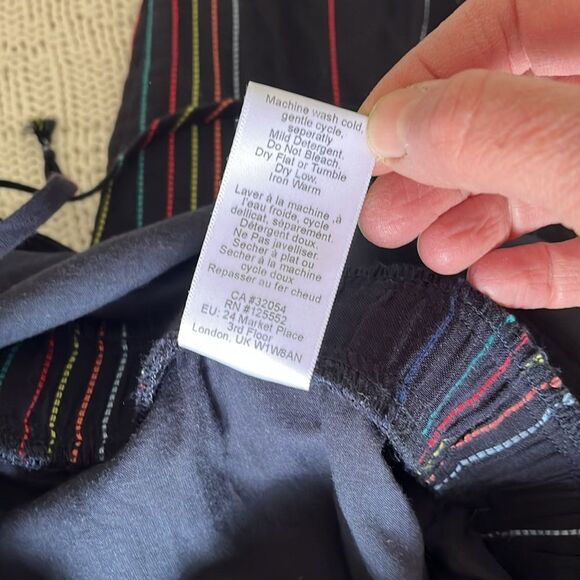 Anthropologie Dolan Left Coast Navy Embroidered Striped Cotton Halter Jumpsuit - Picture 9 of 16